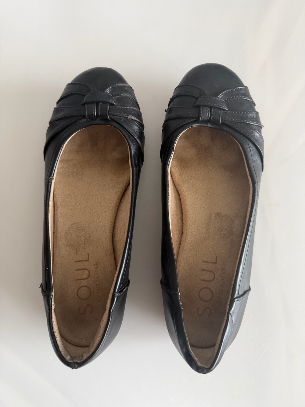 SOUL Naturalizer Black Leather Ballet Flats Women’s Size 6M Comfort Shoes